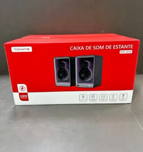 Caixa de Som de Estante Tomate MTS-2039 - 100W RMS Bluetooth e LED