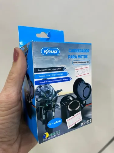 Carregador Para Moto Adaptador Tomada Knup Kp-572 Acendedor 12vdc E Usb 5vdc -Loja Coimbra