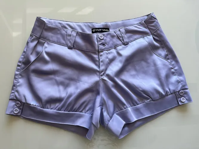 Short de cetim Lilás - Flor Linda