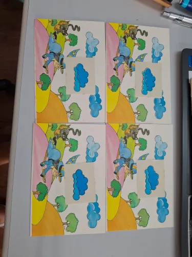 Cartão bruxinha anos 80 com adesivo de nuvem
