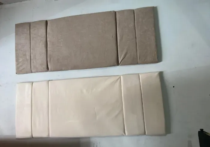 Cabeceira de Cama Casal - Bege e Branco