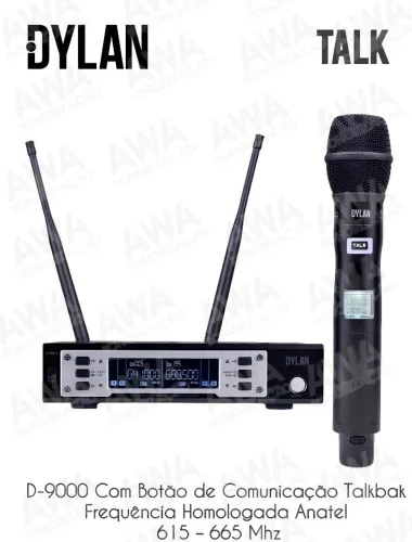 Profissional Microfone Sem Fio Dylan D-9001 TB - Talkbak Botão Comunicação