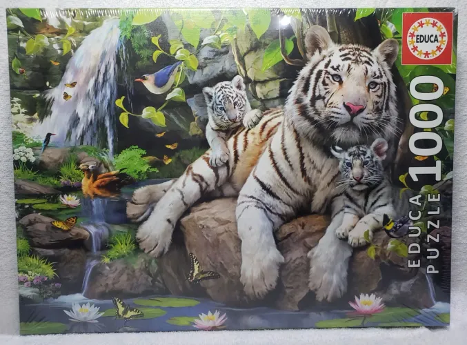 Quebra-cabeça Tigres Brancos de Bengala 1000 peças Educa Puzzle