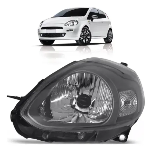 Farol Fiat Punto 2012 2013 2014 2015 2016 Máscara Cinza Lado direito
