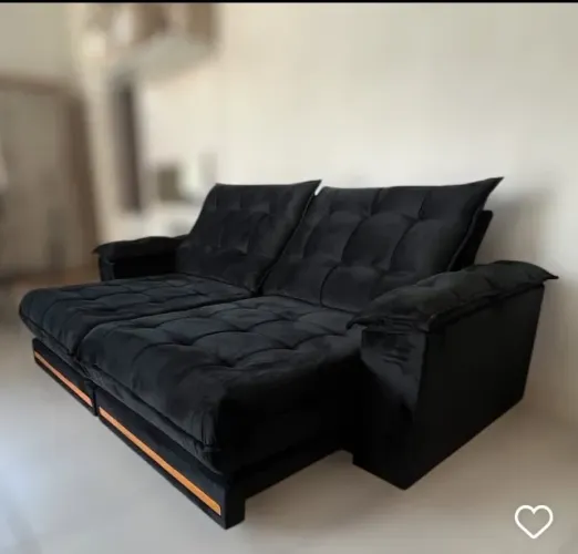 Sofá 2.50 retrátil e Reclinável preto