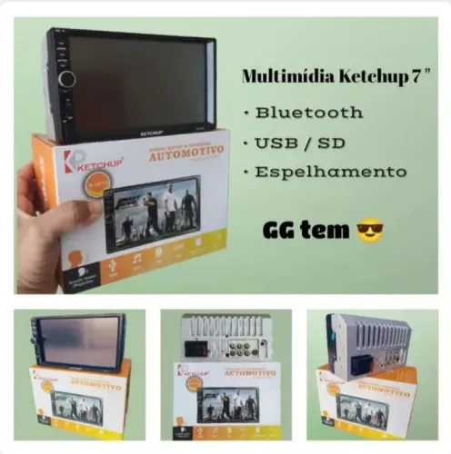 Multimídia Ketchup 7'' Bluetooth USB/SD Espelhamento