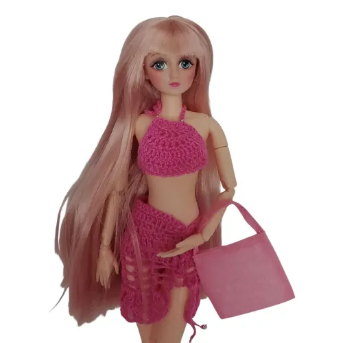 Boneca Rosé 2 -  Boneca BJD 30cm com Roupas e Acessórios