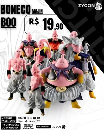 [NOVO] Boneco Majin Boo Dragon Ball Miniatura Todas as Transformações - Garantia 30 Dias