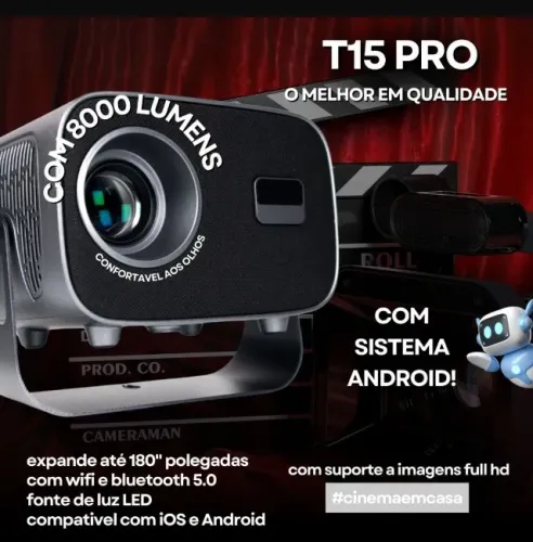 PROJETOR INTELIGENTE T15 PRO FULL HD WIFI DUAL BAND