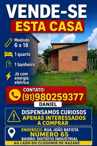 Vender uma casa 4x4 com banheiro