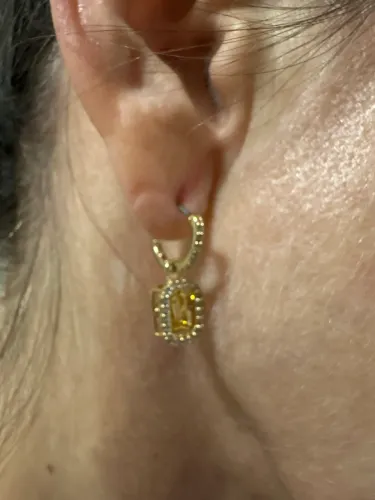 Brincos dourados com pedras original Swarovski