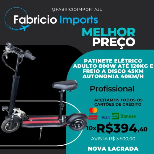 PATINETE ELÉTRICO 800W AUTONOMIA 45KM VELOCIDADE 40KM