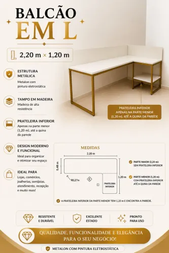 Balcão em L para recepção loja