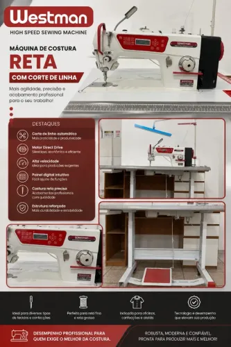 Maquina Reta com Corte de Linha Westman Modelo S931