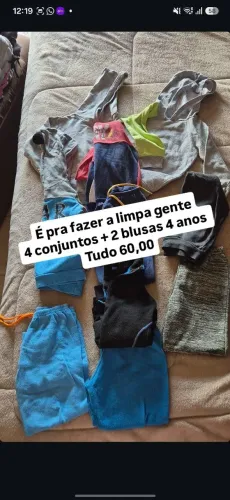 Kit 6 blusas e 4 calças moleton 4 anos