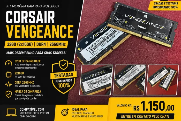 KIT CORSAIR VENGEANCE 32GB DDR4 2666MHz ? 2x16GB PARA NOTEBOOK