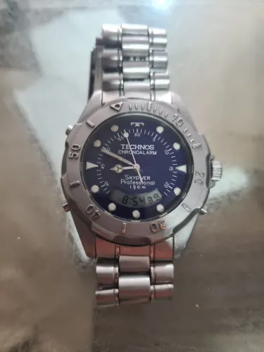 Relógio Technos Cronoalarm SkyDiver Professional 150m Fundo Azul
