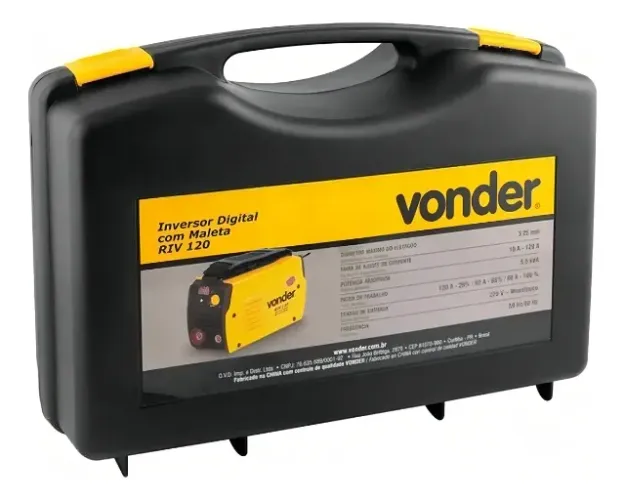 Inversor Solda Display Dig Eletrodo Tig Riv120 Maleta Vonder Cor Amarelo/Máquina de solda