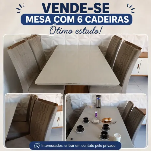 Vende-se mesa 6 cadeiras 800,00