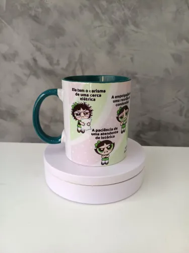 Caneca Alça e interior verde - Personalizada Docinho Meninas Super Poderosas