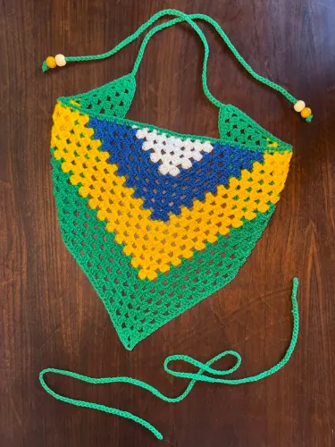 Bandana crochê Brasil 