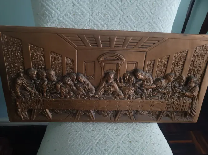 quadro em cerâmica santa ceia