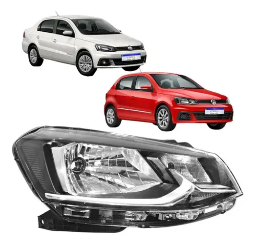 Farol Vw Gol Voyage G7 2017 2018 Frsio Cromado Ld Novo Direito