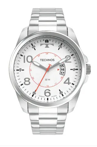 Kit Technos Masculino Militar Prata - 2115myq/k1k Bisel Branco Kit Technos Masculino Mili