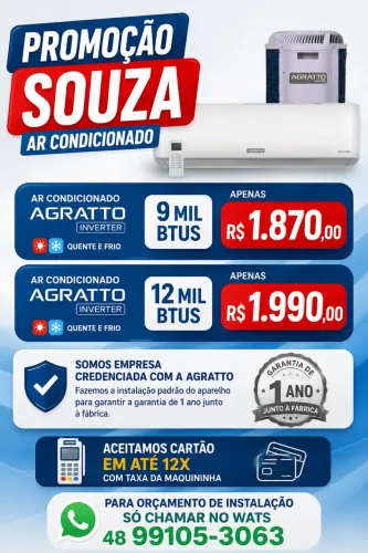 Ar condicionado novo 9 e 12 mil Inverter