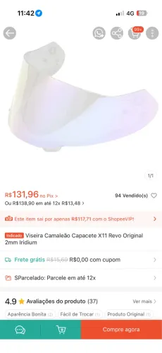 Viseira para capacete X11