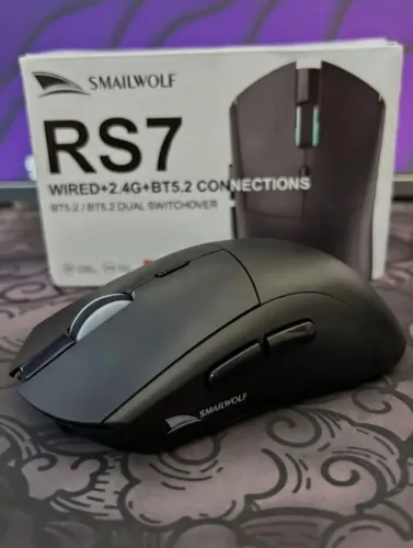 Mouse Gamer Smailwolf RS7 - Tri Mode Sem Fio, 2.4G, BT5.2 + DPI ajustável até 20.000 1.000