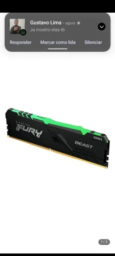 Memória ram 8gb DDR4 3200mhz RGB - Kingston Fury