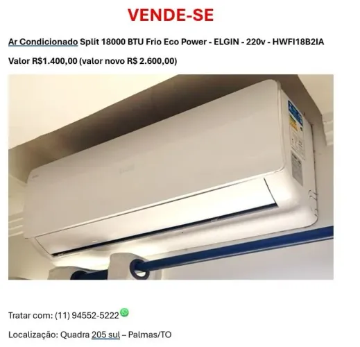 Ar condicionado 18.000 btu elgin