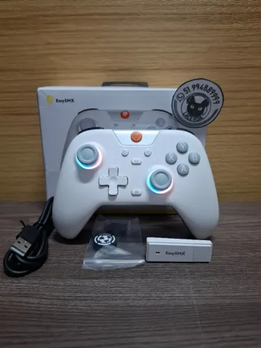 Controle Sem Fio EasySMX X05, Analógicos e Triggers Hall Effect, Tri-Mode, 1000hz, RGB