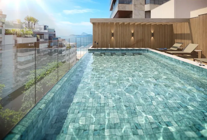 Apartamento no Leblon, Condomínio GUILHEM, Construtora MOZAK, com 62m², com piscina vista
