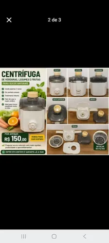 Centrífuga de Verduras, Legumes e Frutas - R$ 150,00 Vendo centrífuga para verduras, legum