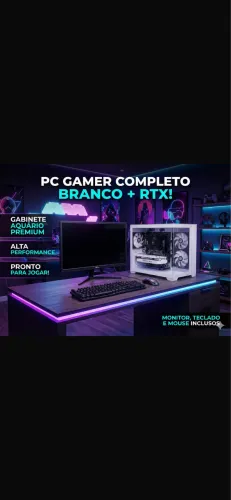 PC Gamer Completo Aquário Branco | Ryzen 5 5500 + RTX 3050 | 16GB RAM + Monitor