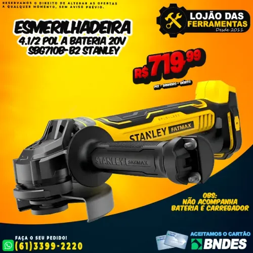 Esmerilhadeira 4.1/2 Pol a Bateria 20V SBG710B-B2 Stanley