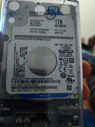 HD Externo Portátil 1TB Western Digital WD Blue USB 3.0 Com Case Transparente