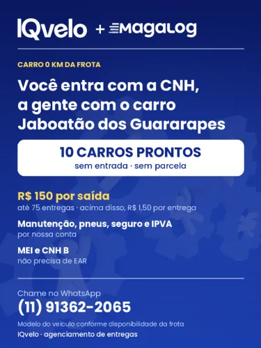 Motorista MEI com CNH B - carro 0 km da frota - Jaboatão dos Guararapes