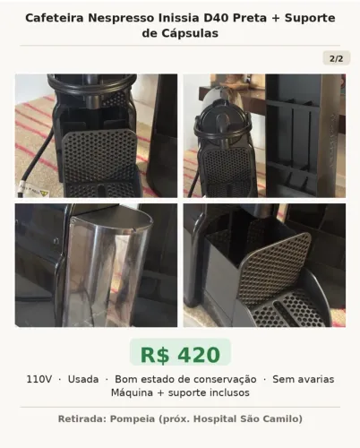 Cafeteira Nespresso Inicia + Suporte Cápsulas