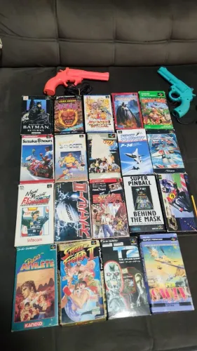 Lote de jogos famicon original na caixa + par de pistolas