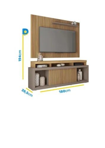 Rack com Painel Caemmun Aegon para TV até 70" - Fendi/Havana - Excelente Estado