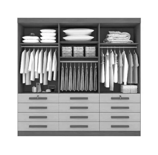 Guarda-roupa Casal Mônaco Castanho 6 Portas 12 Gavetas Larg. 2.40m - D Doro 100%MDF