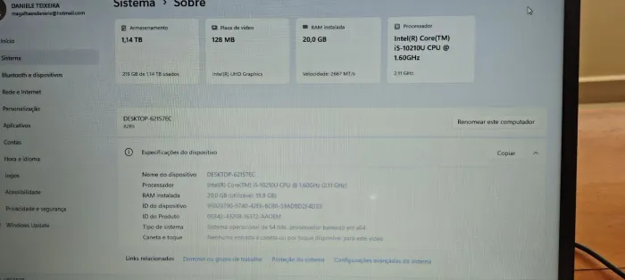Notebook Lenovo IdeaPad 3 I5 10ger 20 GB RAM