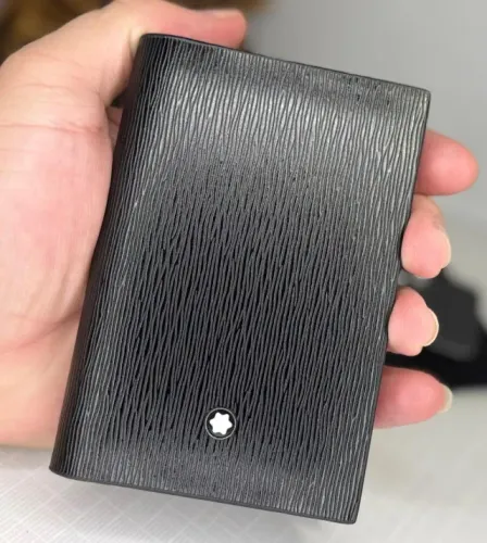 PORTA CARTÃO MONTBLANC VERTICAL PREMIUM COURO LEGITIMO PRETO TEXTURIZADO 2026 LANÇAMENTO