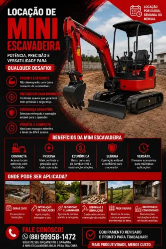 Mine escavadeira alugo por hora,mês ou vendo 