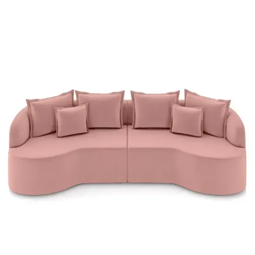 Sofá 4 Lugares 270cm Curvo Quito Veludo Rosa