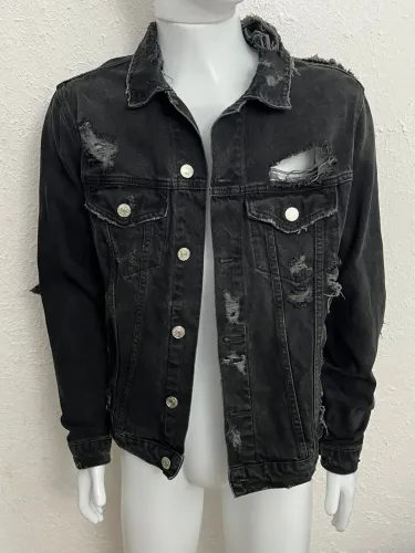 Jaqueta Jeans Zara Man Tamanho M Preta Algodão Ótimo Estado