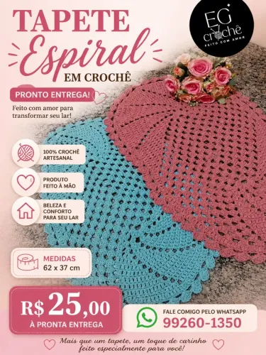 Tapete de crochê espiral 